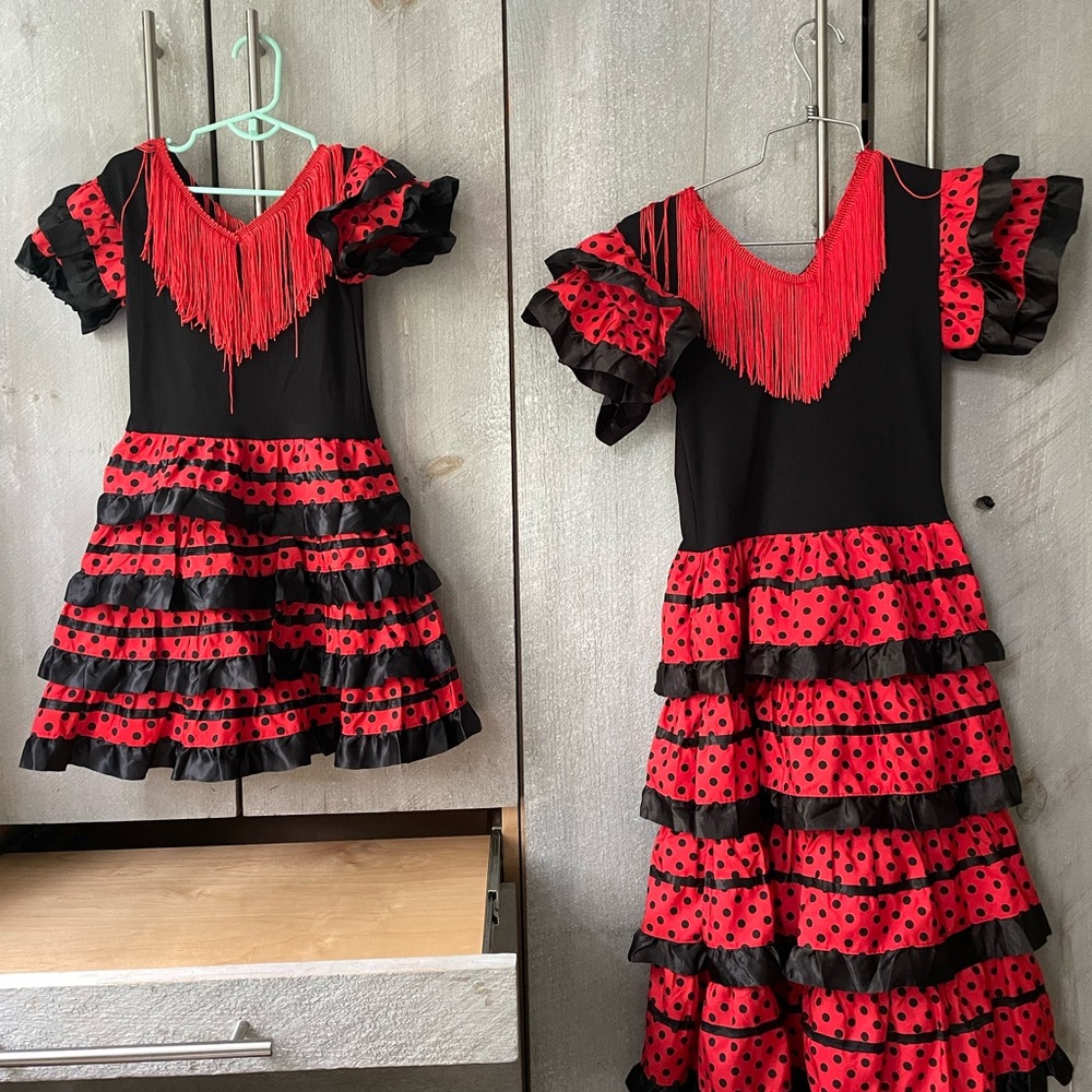 Red and Black Ruffled Dance Costume